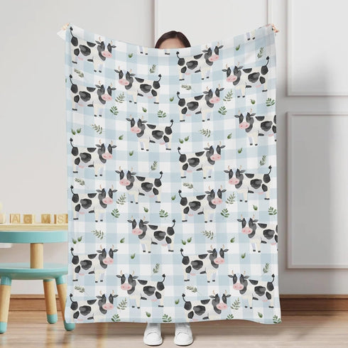 Cow Boho Leaves Baby Blanket for Boy Girl Spring Farm Animals Leaves Flannel Soft Swaddle Blanket Cow Plaids Lightweight Receiving Blankets Bedding Blanket Toddler Infant Newborn Nursery Crib 30x40 by Hwmmbh
