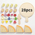 Set, 28 Playset 3+ PairPear Wooden Pizza Cutting Play Food Piece Pretend Play Pizza Toy Kitchen Montessori Kitchen