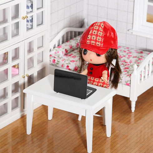 3Pcs Miniature Dollhouse Décor, 1:12 Metal Simulation Laptop, Tablet, Smart Phone Accessories (Black 3Pcs)