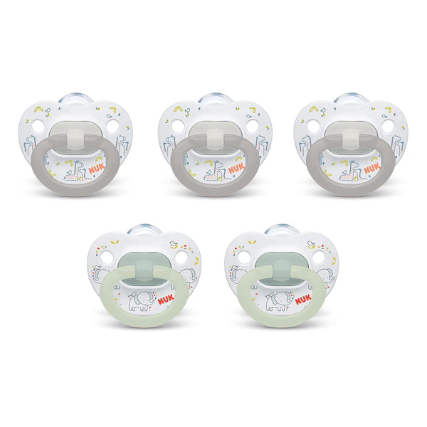 NUK Comfy Orthodontic Pacifiers for 0-6 Months, BPA-Free, 5-Pack, Soft & Durable Design