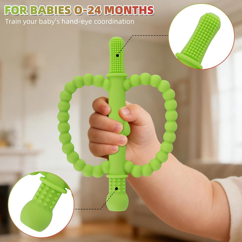 Store 2 Pack 0-6 0-12 0-36 Fu Hollow Teether Tube Apple Shape Chew Straw Sensory Toy for Infant Toddlers Silicone Tubes