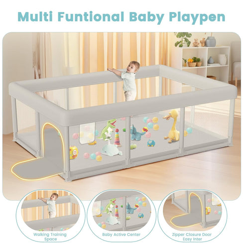 besuhot 74 50 inch, Baby Playpen Baby Playard Large playpen x Playpen for Babies and Toddlers with Gate, Safety