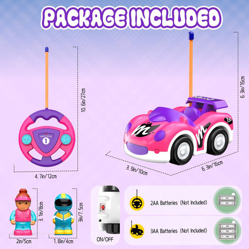 1-3, 3 2-4 Elovien Remote Control Car for Toddlers RC Race Toys for Year Old Girl, Radio Controlled Car with Lights