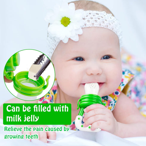 Baby Fruit Feeder/Food Feeder Pacifier for Babies (2 Pack) - HAOBAOBEI Mesh Teethers in Appetite Stimulating Colors