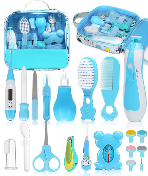 Baby Healthcare and Grooming Kit, Electric Safety Nail Trimmer with Hair Brush Comb for Newborn Infant Toddlers, Baby