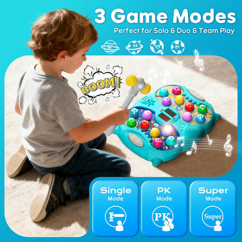 Noltola 3-12 2 Hammers, 3 3 4 5 6+ Whack Mole Game for Kids, Idea Gift for Year Old Boys and Girls, Interactive