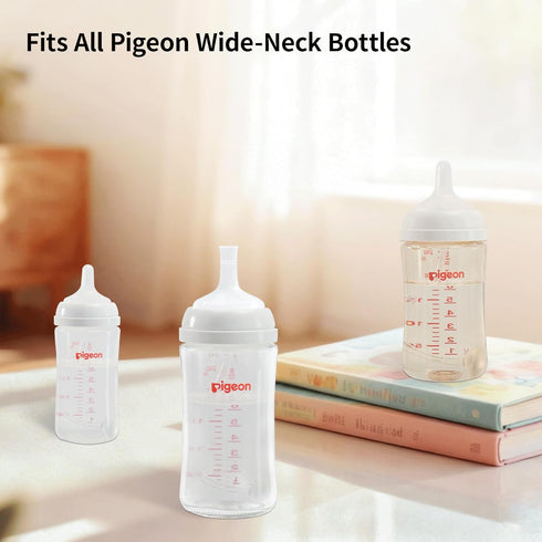 6M+ Pigeon Sippy Straw Conversion Kit for Babies | Soft Silicone Sipper, Weighted Straw & Cleaning Brush | Smooth