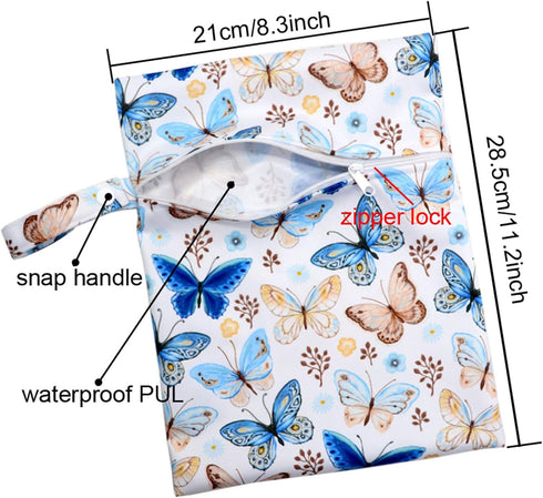 DIIOOMIEEU Cartoon Print Baby Diaper Bag Waterproof Wet Dry Nappy Zipper Handbag Large Capacity for Stroller & Travel