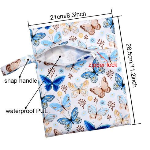 Xinsheinelry Compact & Lightweight Baby Diaper Bag Cartoon Print Wet Dry Nappy Storage Bag with Handle for Fashionable
