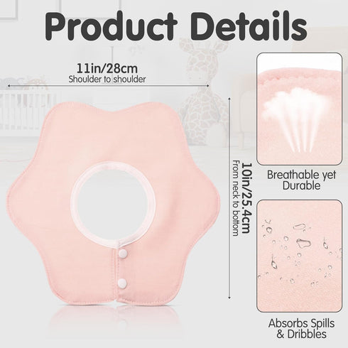 12 Pack 360 0-12 JaGely Rotate Baby Bibs Waterproof Bibs Baby Girl Muslin Bib Snap Cotton Absorbent Infant Drool