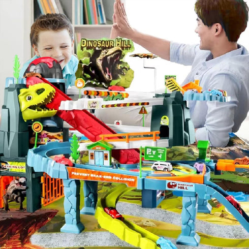 Juqic Set 20 3 6 Children's Toy Car Ramp Track Dinosaur Spray Hills Adventure Railcar Slot Car Vehicle Race Play