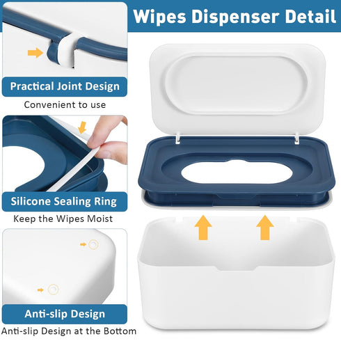 6 Pack Baby Wipes Dispenser Wipe Holder with Lids Refillable Container with Sealing Design Keeps Fresh Easy Open