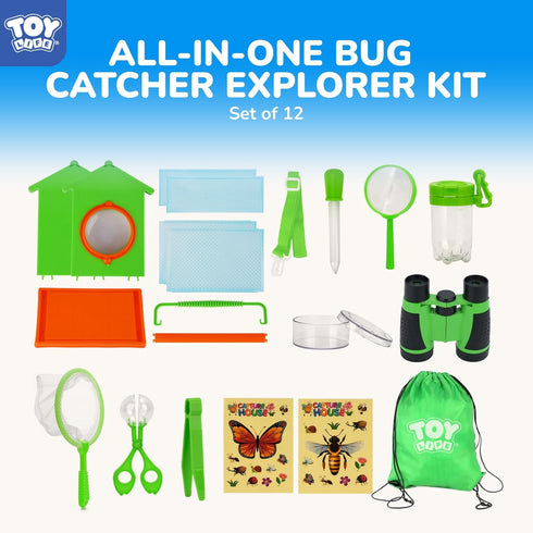 Set TOY Life Bug Catcher for Kids, Bug Catching Kit Kids Explorer Kit with Bug Net, Catching Tool, Tweezers, Magnifying