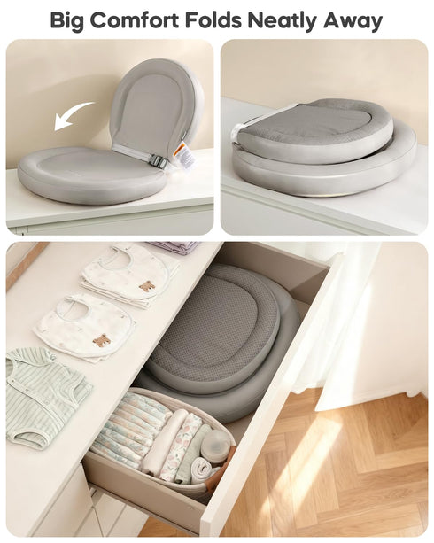 24"x16", Waterproof Peanut Baby Changing Pad, Foldable Travel On-the-Go for Dresser & Changing Table, Wipe-Clean PU