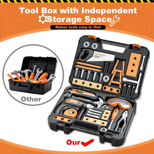 Set 41 Sets, 3 4 5 Kids Tool with Electronic Toy Drill, Realistic Toy Tools with Tool Box for Toddler, Pretend Home