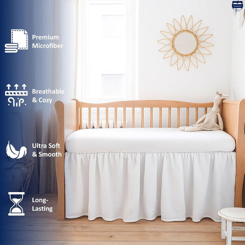 14" Cottingon Crib Bed Skirt for Nursery, Toddler Bedding Dust Ruffle, Brushed Microfiber Crib Skirt with Drop, Fits