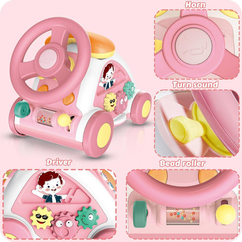 Toddler Toys for 1+ Year Old Girls - Music Learning Toys with Car, Sound, Lights, Multi-Functional Birthday Gift