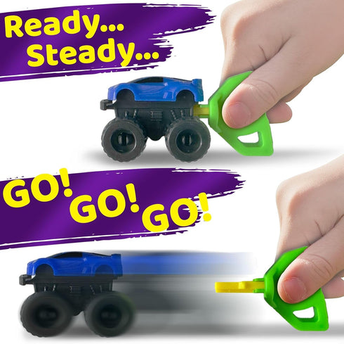 stargo 8 Pack 3.2" Colorful Prefilled Easter Eggs bulk with Racing Mini Car Vehicles - Pull Back Cars | Plastic Easter