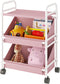 Buzowruil Utility Rolling Fabric Storage Rack Trolley Toy Cart Trolley with 2