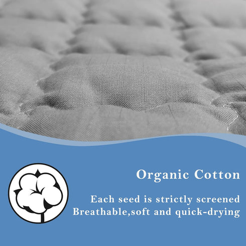 34.2x50 Grounding Mat Cotton Bed Pad Silver Fiber Quilted Grounded Play Mat in Earth Connected Cloud Bedding with Cord