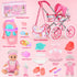 ALLROAD Set 12.5'' 2 3-5 4-6 5-7 Baby Doll Stroller Toy with Doll and Accessories- Doll Clothes, Diaper, Dining Chair