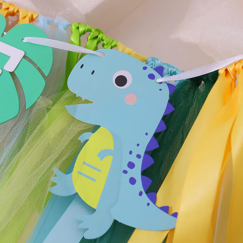 YOUAME 1st Dinosaurs One Birthday High Chair Banner Dinosaurs TuTu First Bday Party Decorations, High Chair Decor, Boy