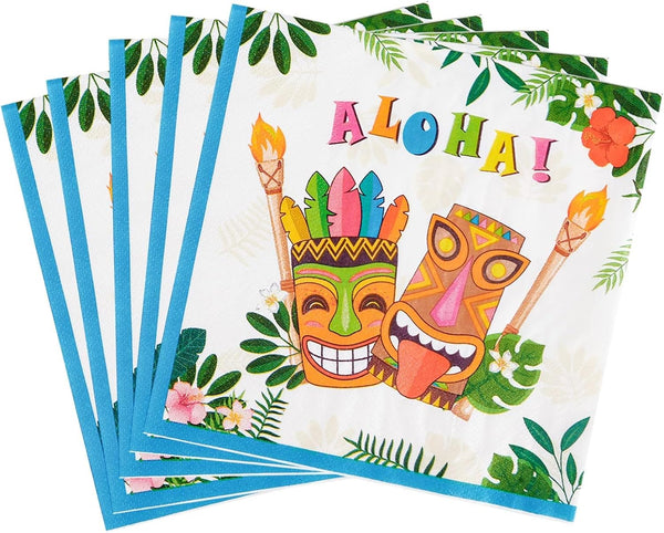 WERNNSAI 50PCS Hawaiian Party Napkins, 3 Ply Tropical Paper Napkins for Luau Party Decorations, Summer Theme Birthday