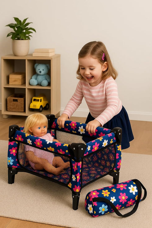 Set, Pack 20" Baby Doll Crib Toy n Play Bassinet Blanket & Carry Bag for Baby Doll Playpen Fits up to Doll | Allows