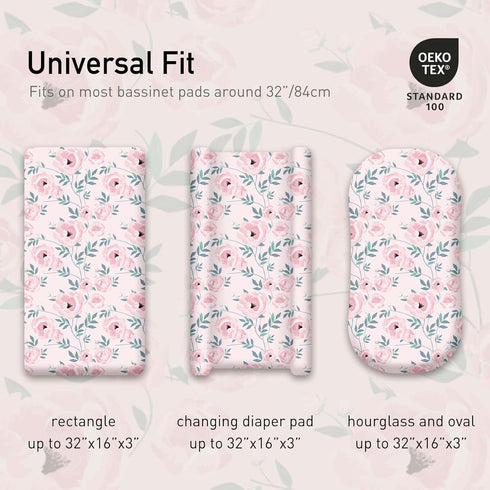 Set 2-Pack, Cozy 32"x16" Gllquen Baby Bassinet Sheets Breathable Bassinet Fitted Sheet Universal Fit Standard Mattress