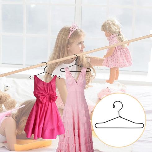 20 Pcs Doll Clothes Hanger Metal Doll Outfit Hanger Wardrobe Doll Clothes Accessories for Doll Clothes Gown Dress Outfit 65mm Black