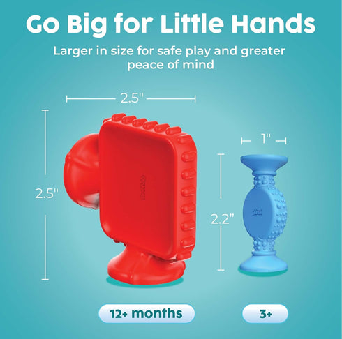 13 (5 Pack), 1+, BUNMO Big Shapes Textured Suction Bath Toys for Toddlers Extra Large Silicone Bathtub Toys, BPA-Free