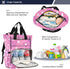 Jihqo Backpack 10L Diaper Bag Pink Polka Dots Bows Travel Diaper Bags for Women, Functional Baby Changing Bag