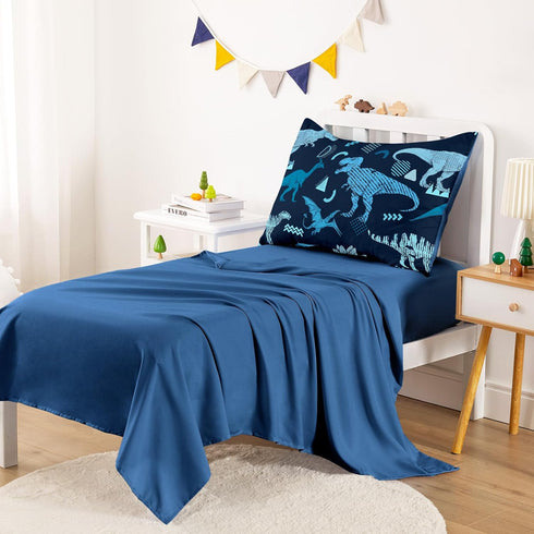 Set 4 Set Wake In Cloud - Dinosaur Toddler Bedding for Boys, Jurassic Dino World Sketch, Pieces Soft Crib Bed Including