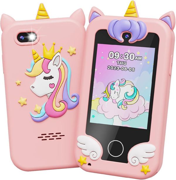UCIDCI Kids Smart Phone Toys for Girls Ages 3-7 with Dual Camera - Learning Games & MP3 Music Player Toy
