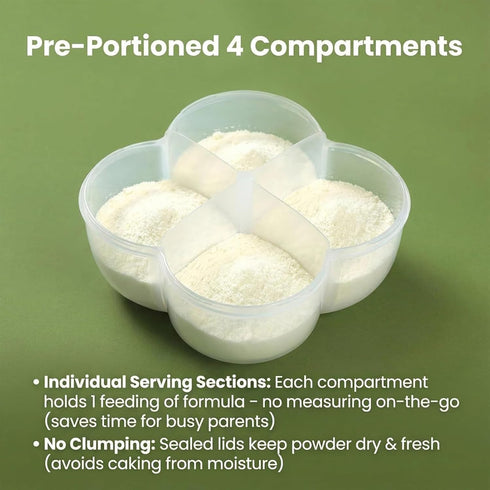 Generic 4 115.5cm, Milk Powder Dispensing Box, Separate Compartments Design, Non-Spill Formula Container, Powder