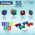 Set 55pcs Set 4 Playmags Magnetic Tiles Train Car for Kids - Magnet Building Blocks Accessory with Cars - Durable