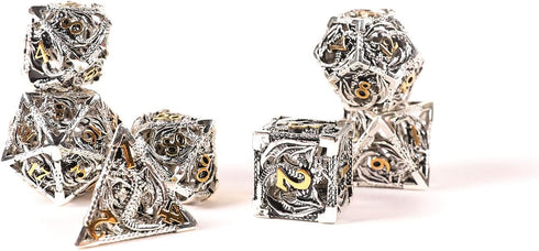AncientDeer 7pcs Metal Dice Set D&D - Unique Dragon Pattern for Dungeons and Dragons, RPG, MTG, Board Games