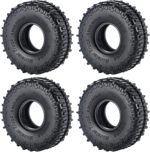 MOHERO 4PCS 1.0" Mud Grappler Rubber Tyre 62 * 22MM for Axial SCX24 90081 AXI00001 002 004 005 006 RC Crawler Car (A