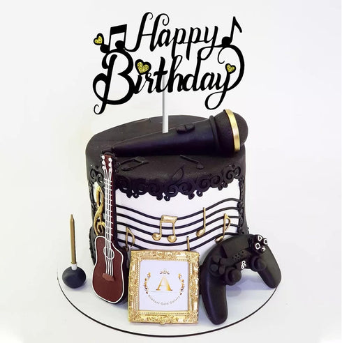 BANBALLON Party Decorations - Music Note Latex Balloons, Happy Birthday Cake Topper, Music Note Birthday Banner