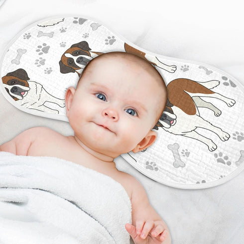 FUQIUMI 4 22"x 11" St-Bernard-Shorthaired Dog Muslin Burp Cloths for Babies,Soft Cotton Layer Burping Cloths
