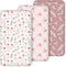 Nap Mat Sheet 47"x24", 3 Pack Pink Floral Baby Crib Sheets Fitted