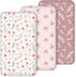 Nap Mat Sheet 47"x24", 3 Pack Pink Floral Baby Crib Sheets Fitted