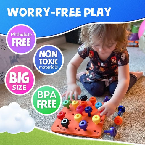 33 Set 2+ Skoolzy Montessori Sensory Pegboard Piece - Develop Sensory Play Occupational Therapy STEM Learning