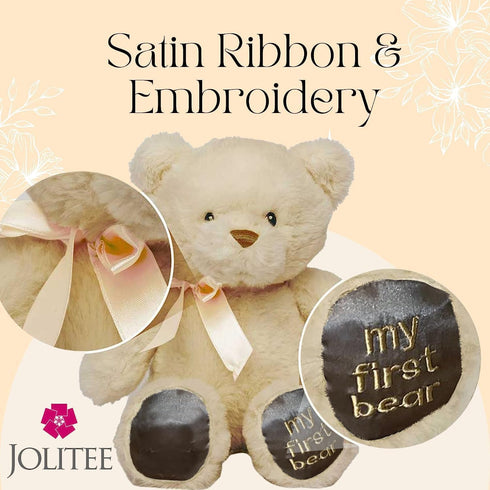 My First Bear Stuffed Animal - Jolitee Beige Neutral Teddy Bear for Newborn, 10"
