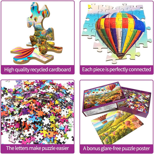 Whimsical Hot Air Balloon Jigsaw Puzzle for Adults, 1000 Pieces, Fun Puzzle Game for Adults