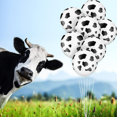 Charniol 20 Pieces Cow Balloons - Funny Print Latex Balloons for Children's Birthday Farm Party Decoration