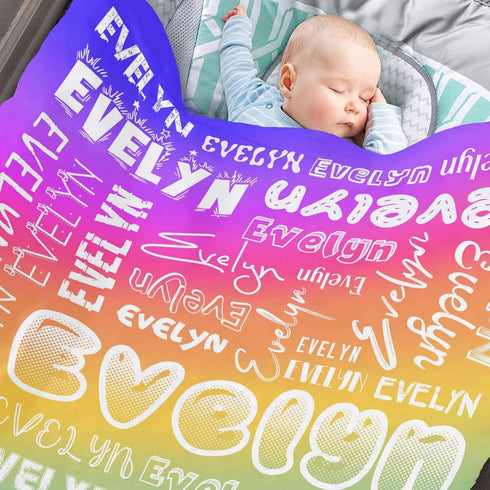 AOFUN 40x30inch, 5 Personalized Baby Blankets with Names, Custom Baby Girls Blanket Initial Swaddle Blanket