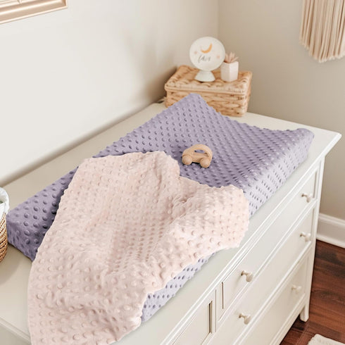 2Pack 33x17x7in Susurration Changing Pad Covers Super Soft Minky Dots Plush Changing Table Covers Breathable Changing
