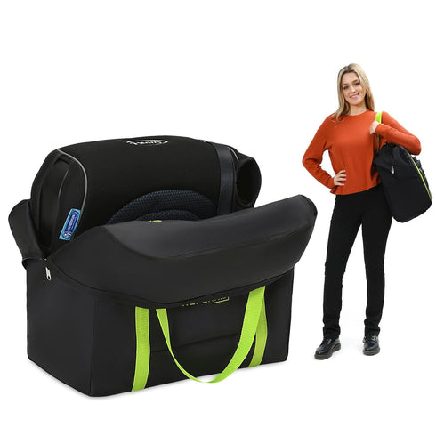 Reperkid Booster Seat Travel Bag for Airplane, Black and Green, 17" H