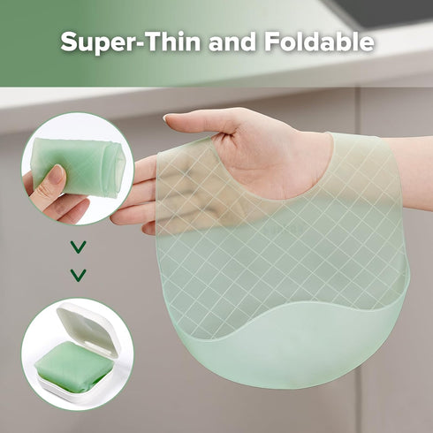 haakaa Lightweight Silicone Pocket Bib Ultra-Light & Foldable Travel Silicone Baby Bibs with Deep Food Catcher Pocket